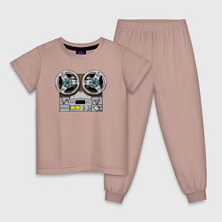 Пижама хлопковая детская Ретро бобинник, цвет: пыльно-розовый