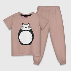 Пижама хлопковая детская Тоторо панда, цвет: пыльно-розовый