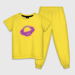 Пижама хлопковая детская Сиреневая луна яркий неон, цвет: желтый