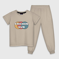 Пижама хлопковая детская Chicken gun круги, цвет: миндальный