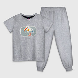 Пижама хлопковая детская Птенец черно белого аиста, цвет: меланж