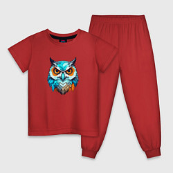 Пижама хлопковая детская Яркая птица сова, цвет: красный