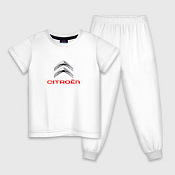 Пижама хлопковая детская Citroen авто спорт, цвет: белый