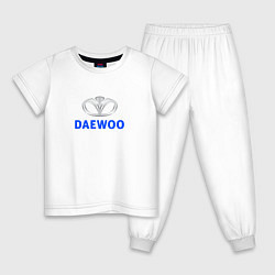 Пижама хлопковая детская Daewoo sport auto logo, цвет: белый