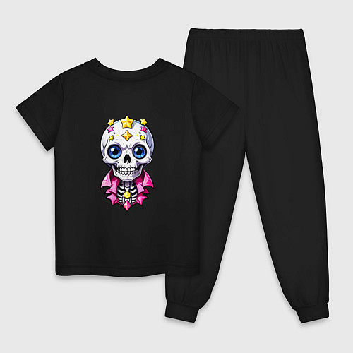 Детская пижама Скелет в розовой рубахе / Черный – фото 2