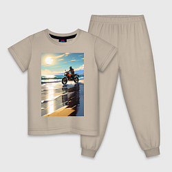 Пижама хлопковая детская On the beach, цвет: миндальный