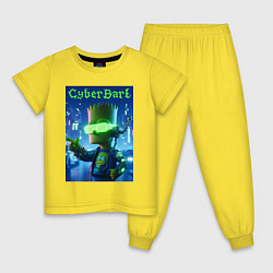 Пижама хлопковая детская Cyber Bart - neon glow ai art, цвет: желтый