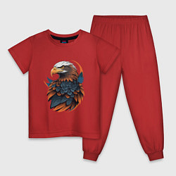 Пижама хлопковая детская Белоголовый орлан, цвет: красный