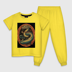 Пижама хлопковая детская Дракон Муай Тай, цвет: желтый