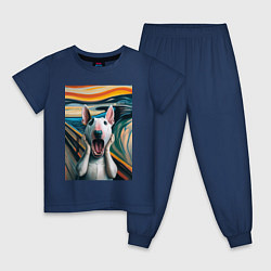 Пижама хлопковая детская Булли в картине крик - нейросеть, цвет: тёмно-синий