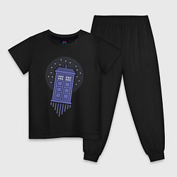 Пижама хлопковая детская Tardis fly, цвет: черный