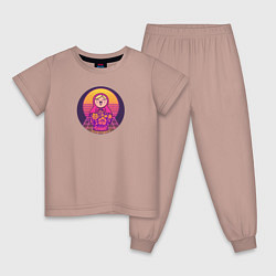 Пижама хлопковая детская Матрешка Retrowave, цвет: пыльно-розовый