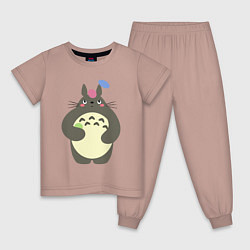 Пижама хлопковая детская Totoro game, цвет: пыльно-розовый