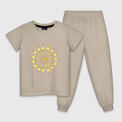 Пижама хлопковая детская Мандала из золотых стрел, цвет: миндальный