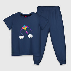 Пижама хлопковая детская Воздушный змей, цвет: тёмно-синий