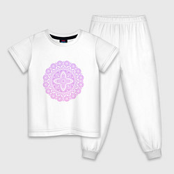 Пижама хлопковая детская Сиренево-розовая мандала, цвет: белый