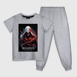 Пижама хлопковая детская Assassins creed красные пятна, цвет: меланж