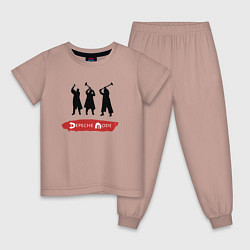 Пижама хлопковая детская Depeche Mode - Spirit band logos, цвет: пыльно-розовый