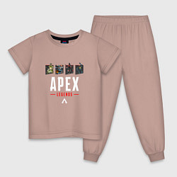 Пижама хлопковая детская Апекс легенд - все герои, цвет: пыльно-розовый