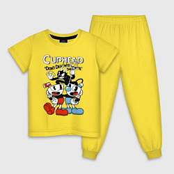 Пижама хлопковая детская Cuphead - devil, цвет: желтый