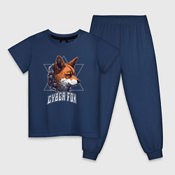 Пижама хлопковая детская Cyborg fox, цвет: тёмно-синий