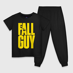 Пижама хлопковая детская The fall guy logo, цвет: черный