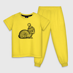 Пижама хлопковая детская Зайченок в шапке, цвет: желтый