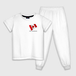 Пижама хлопковая детская Im Canadian - motto, цвет: белый