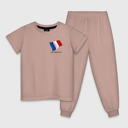 Пижама хлопковая детская Im French - motto, цвет: пыльно-розовый