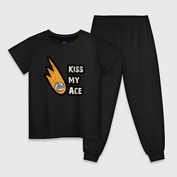 Пижама хлопковая детская Kiss my ace volleyball, цвет: черный
