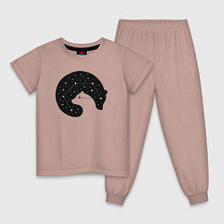 Пижама хлопковая детская Большая медведица в космосе, цвет: пыльно-розовый