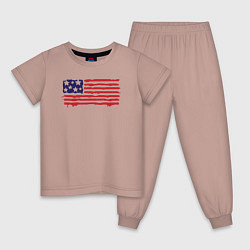 Пижама хлопковая детская USA patriot, цвет: пыльно-розовый