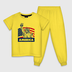 Пижама хлопковая детская Free America, цвет: желтый