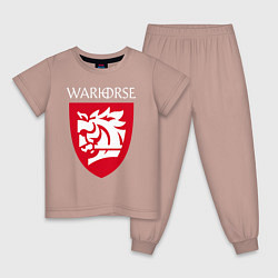 Пижама хлопковая детская Warhorse logo, цвет: пыльно-розовый