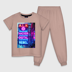 Детская пижама Ai hacker digital rebel - neon glow