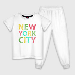 Пижама хлопковая детская New York city colors, цвет: белый