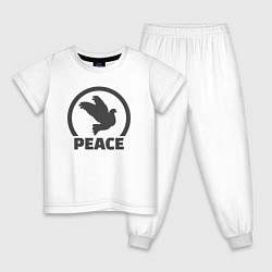 Пижама хлопковая детская Peace bird, цвет: белый