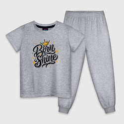 Пижама хлопковая детская Born to shine, цвет: меланж