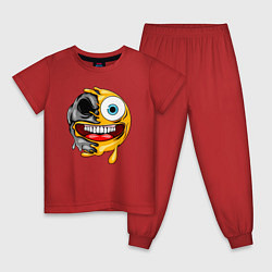 Пижама хлопковая детская Радостный смайлик, цвет: красный