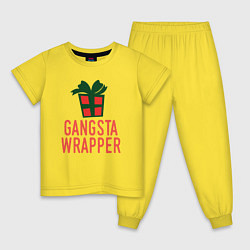 Пижама хлопковая детская Gangsta wrapper, цвет: желтый