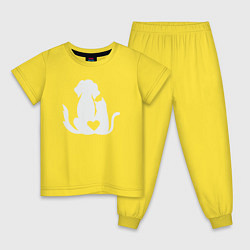 Пижама хлопковая детская Cats and dogs love, цвет: желтый