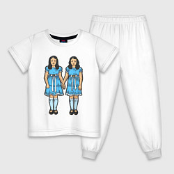 Пижама хлопковая детская Близняшки сияние, цвет: белый