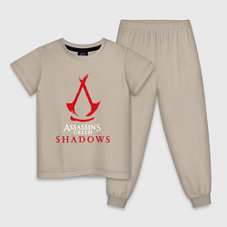 Пижама хлопковая детская Assassins creed shadows logo, цвет: миндальный