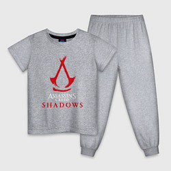 Пижама хлопковая детская Assassins creed shadows logo, цвет: меланж