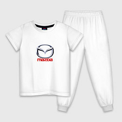 Пижама хлопковая детская Mazda logo, цвет: белый