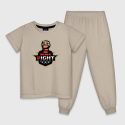 Пижама хлопковая детская MMA fight night, цвет: миндальный