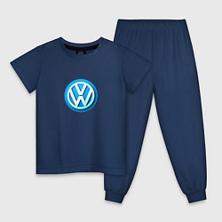 Пижама хлопковая детская Volkswagen logo blue, цвет: тёмно-синий