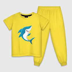 Пижама хлопковая детская Веселая добрая акула, цвет: желтый
