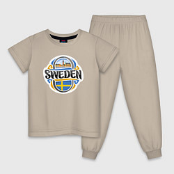 Пижама хлопковая детская Sweden, цвет: миндальный