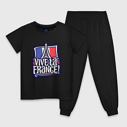 Пижама хлопковая детская Viva la France, цвет: черный